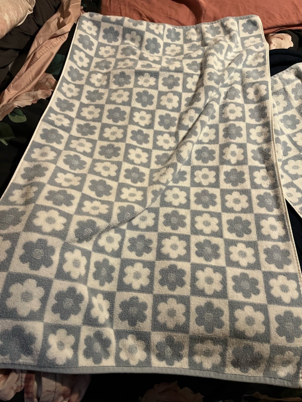 Tabitha Webb~Floral Check Blue & White Towel Set~6 pieces~100% Cotton **soft** - Picture 7 of 9